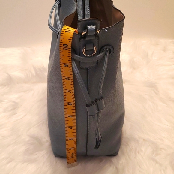 Unbranded Bucket Shoulder Handbag Pull Tie Closure in Light Blue - Picture 8 of 8